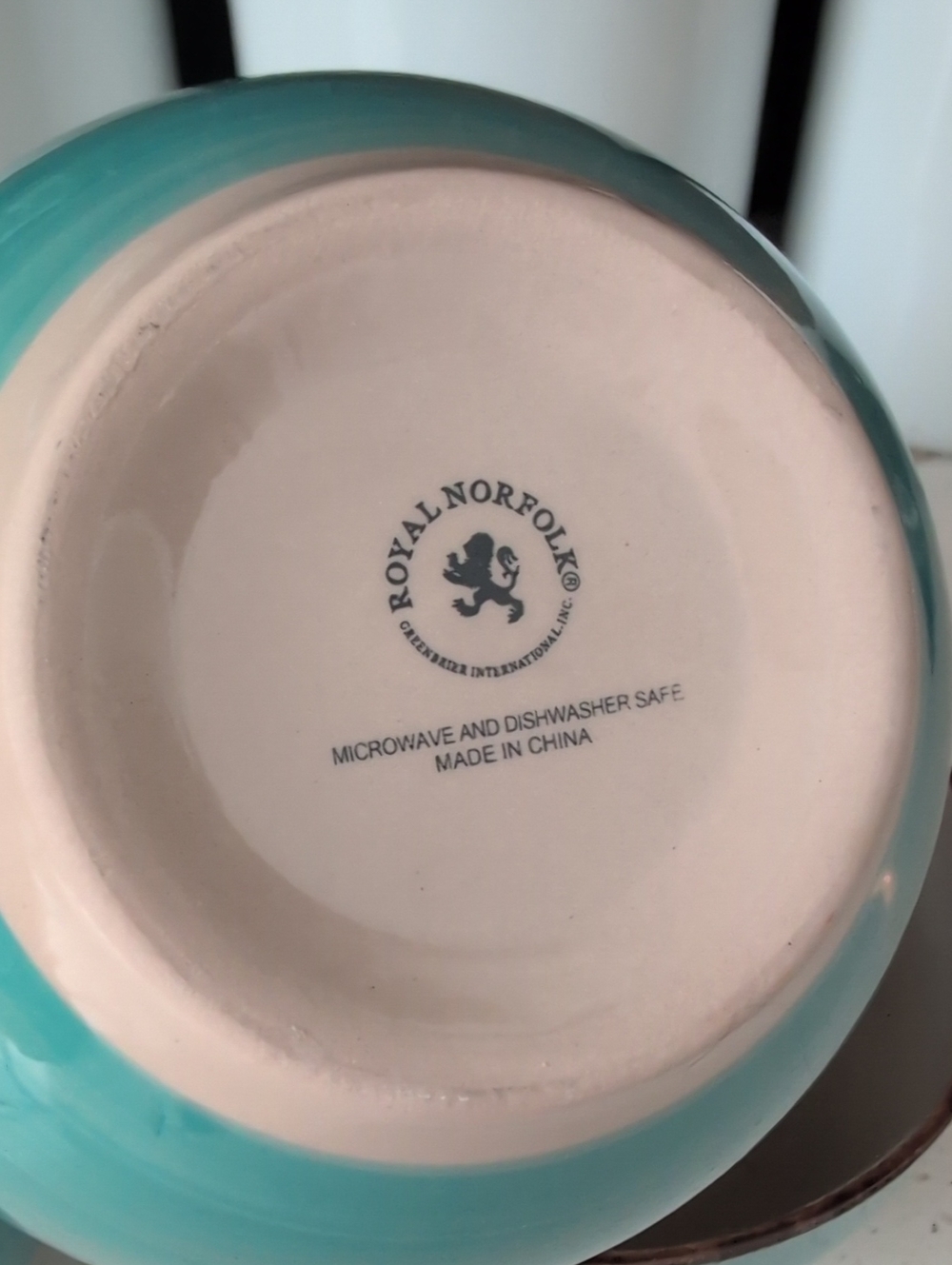 Royal Norfolk Turquoise Ceramic Bowl with Cream Interior Set Of 4 - Picture 3 of 5